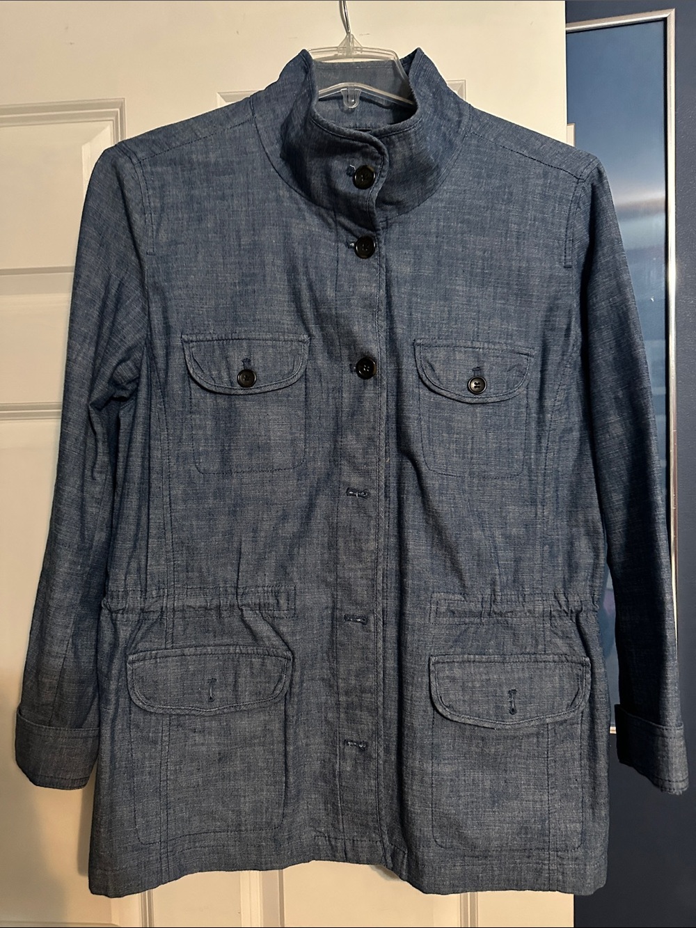 Talbots Chambray Utility Jacket in Denim Blue